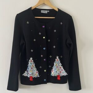 Coral Bay Embellished Sequence Christmas Tree Sweater Size PL